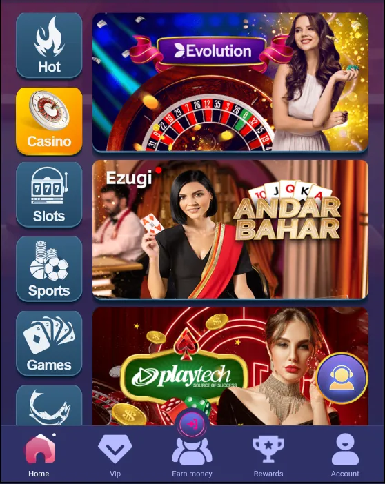 IndWin live casino with professional dealers