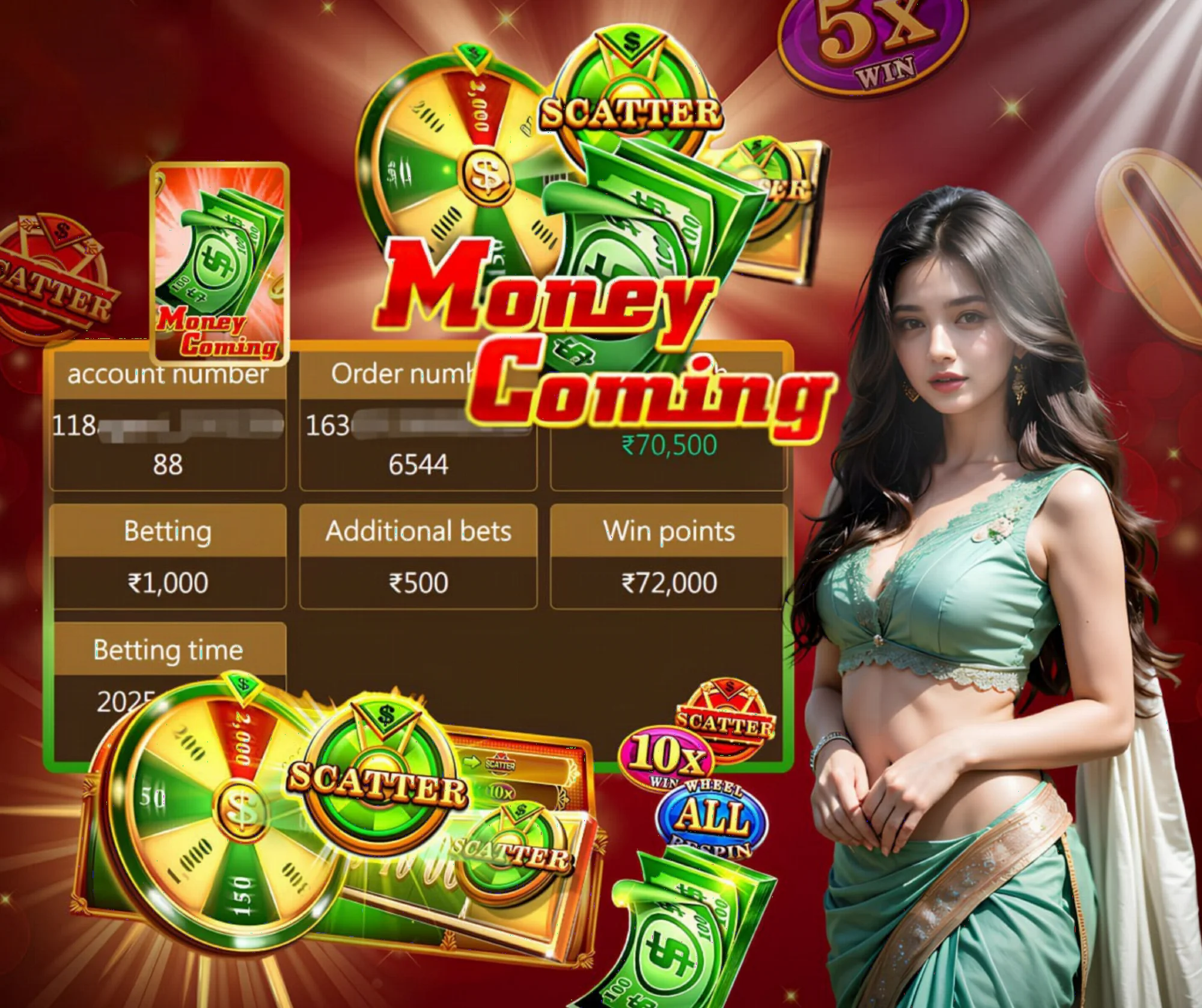 Money Coming slot game with progressive jackpot features